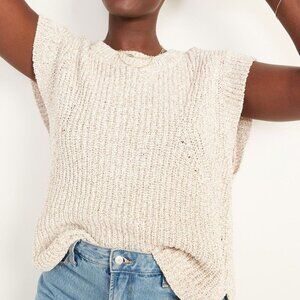 Lightweight Shaker-Stitch Short-Sleeve Sweater Size XXL NWOT